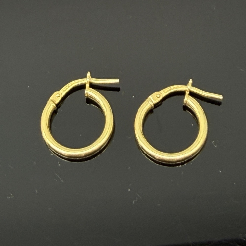 Dyadema Sterling Silver Shiny Minimalist Round 1/2" Hoop Earrings Gold Plated
